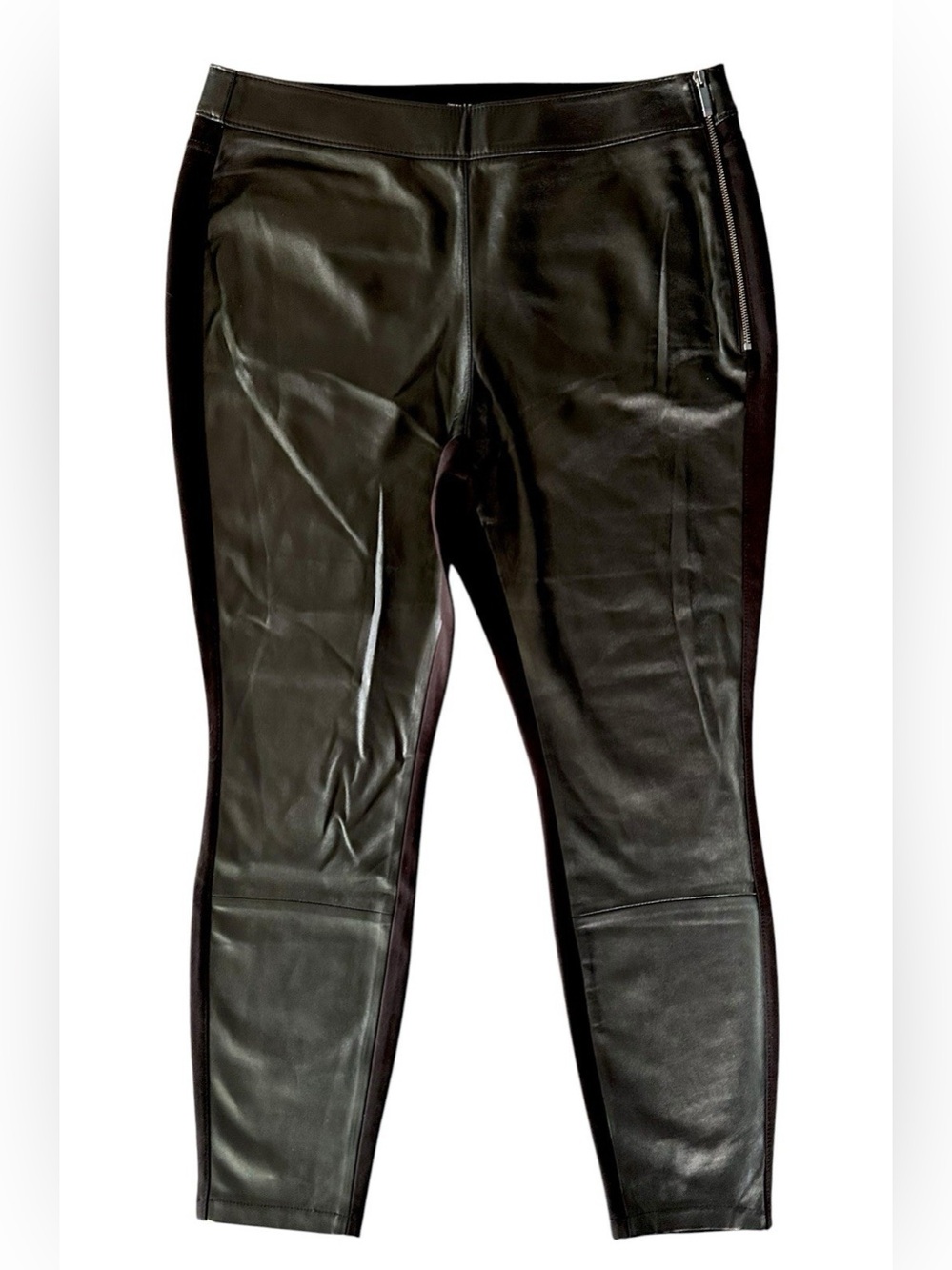 White House Black Market Runway Faux Leather Leggings Skinny Fit 12P NWOT